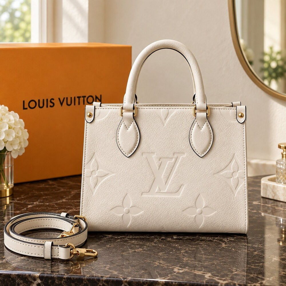 Louis Vuitton Ivory OnTheGo PM Tote